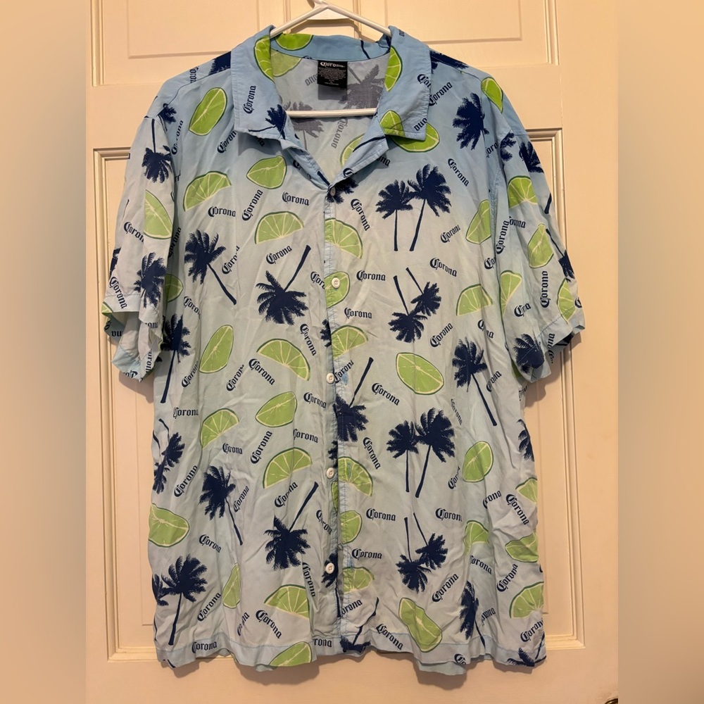 Corona Lime Palm Men's short sleeve outdoor shirt top travel party beer beach